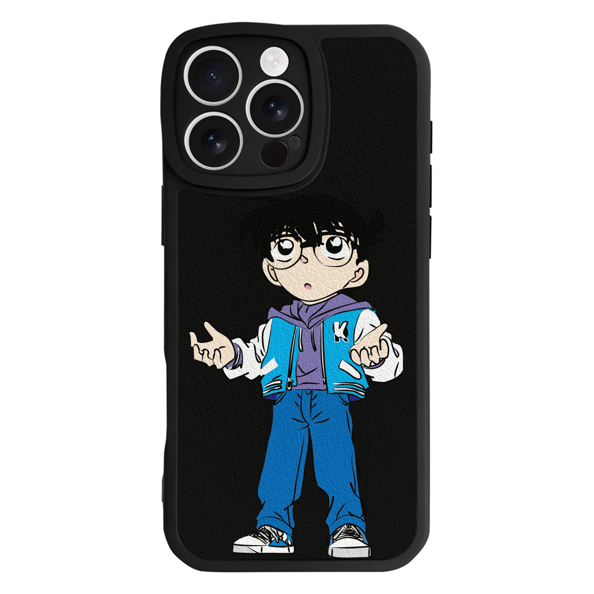 （画像用） 名探偵コナン 江戸川 コナン Detective Conan Conan Edogawa 【iPhone 16シリーズ対応】シリコンスマホケース（レザー調） 材質：シリコン